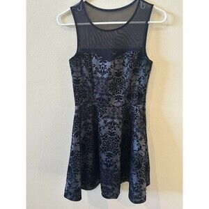 Trixxi Women Sz. S Illusion Flocked Velvet Flower Fit & Flare Cocktail Dress